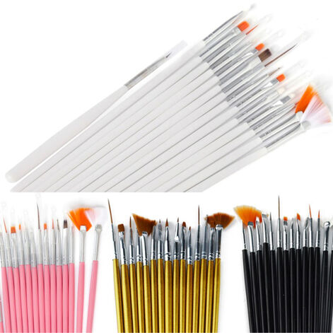 Nail Art küünetehniku pintslite komplekt, must/ valge 15tk